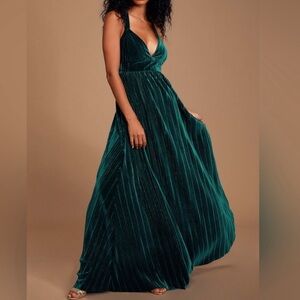 Green velvet maxi dress